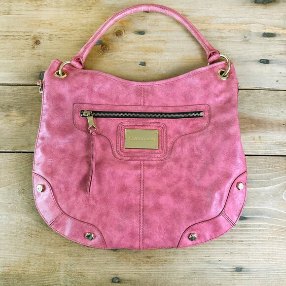 Gianni Bini Bag Pink with Gold Hexagon & Zipper‎ Accents Like NEW Expandable - Picture 11 of 12
